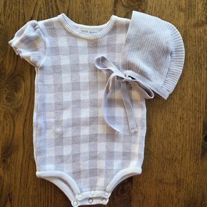 Feltman Brothers Knit Romper And Matching Bonnet